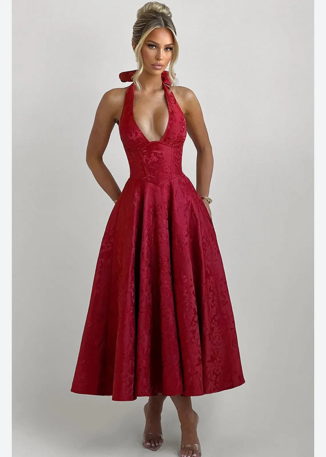 MAROON/BURGANDY SKATER DRESS 3