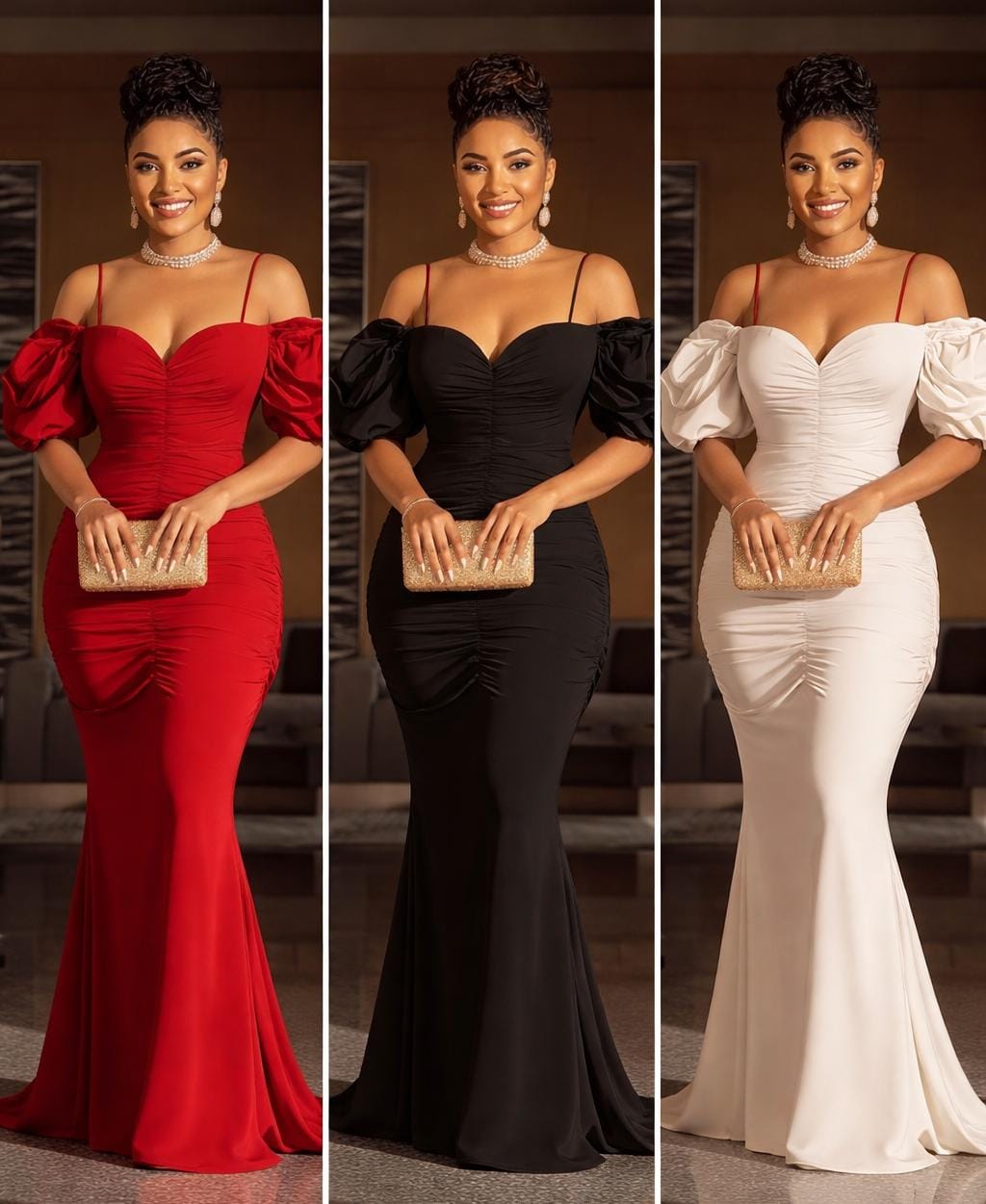 Off shoulder short sleeved dress - Image 1